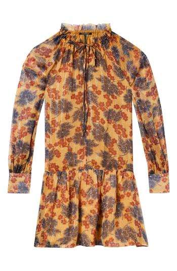 Women's Scotch & Soda Metallic Stripe Floral Print Dress - Yellow