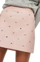 Women's Topshop Grommet Faux Leather Skirt Us (fits Like 0) - Pink