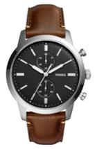 Men's Fossil Townsman Chronograph Leather Strap Watch, 44mm