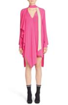 Women's Fendi Drape Silk Crepe De Chine Dress Us / 38 It - Pink