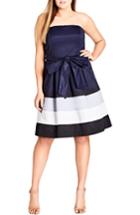 Women's City Chic Block Stripe Sleeveless Fit & Flare Dress