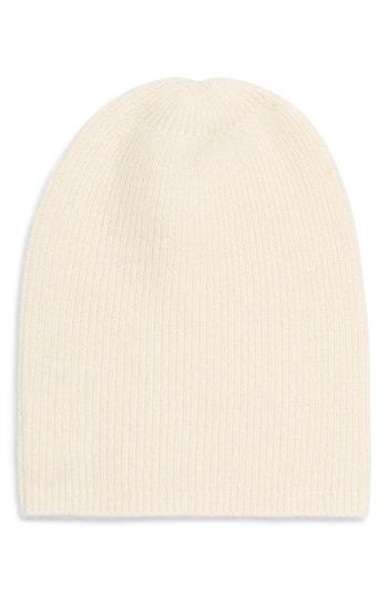 Women's Halogen Slouchy Cashmere Beanie - Ivory