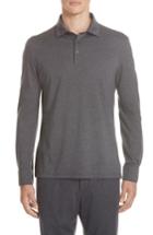 Men's Ermenegildo Zegna Wool & Cotton Long Sleeve Polo Shirt Us / 52 Eu - Grey
