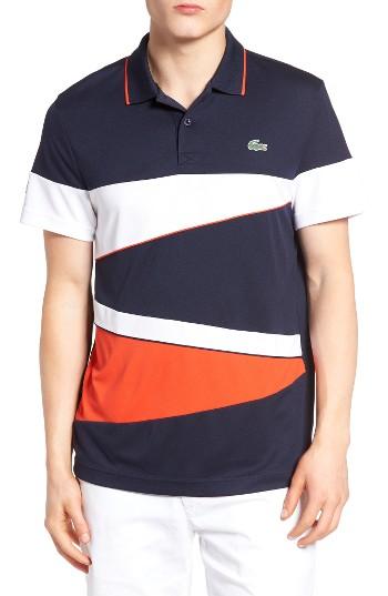 Men's Lacoste Sport Colorblock Pique Polo (m) - Blue