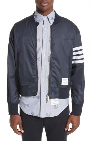 Men's Thom Browne 4 Bar Ripstop Bomber Jacket