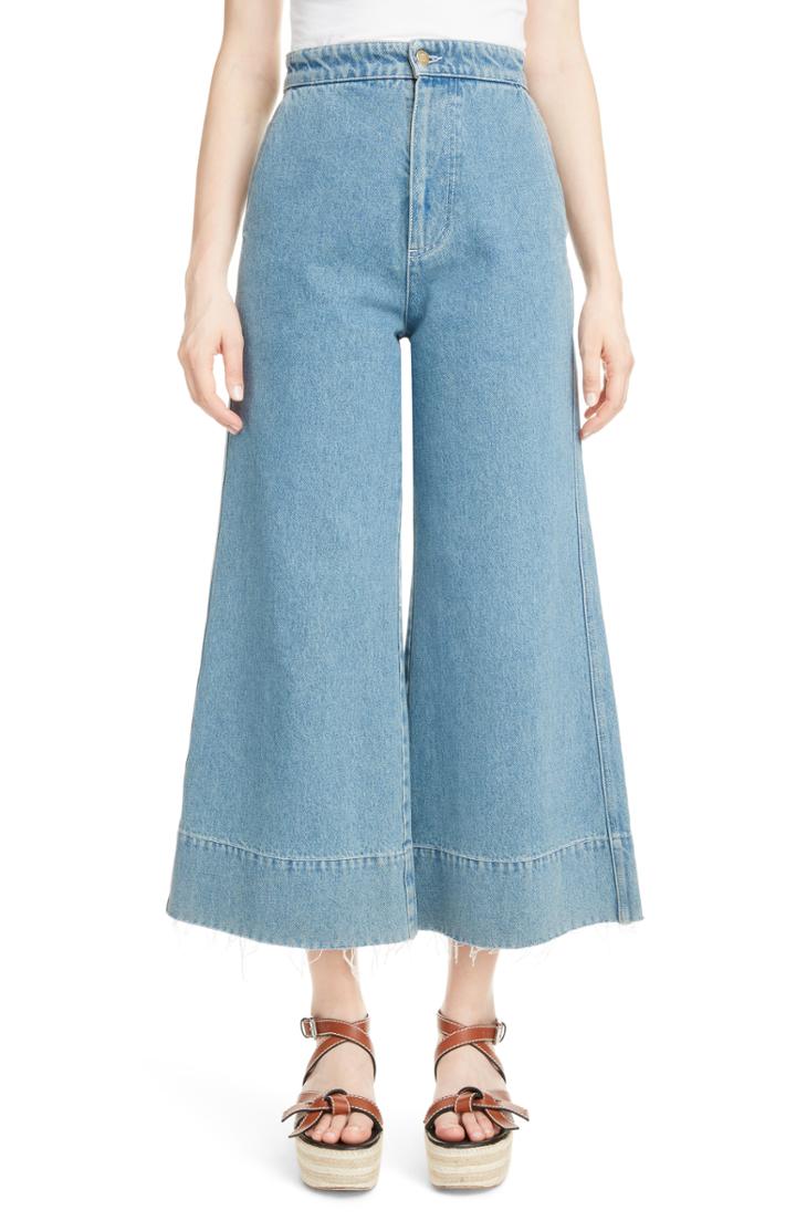 Women's Loewe Crop Wide Leg Jeans Us / 34 Fr - Blue