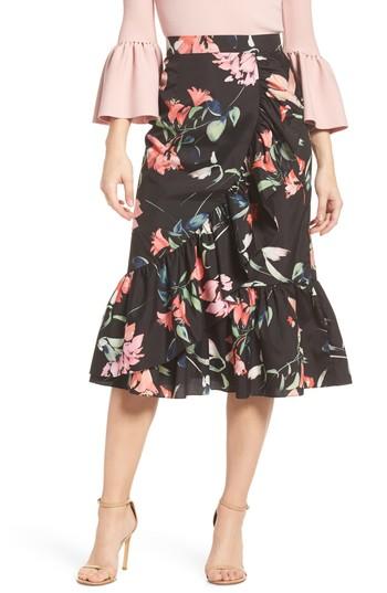 Women's Eliza J Floral Taffeta Ruffle Skirt