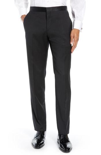 Men's Ted Baker London Josh Flat Front Wool & Mohair Tuxedo Pants