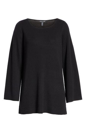 Women's Eileen Fisher Bateau Neck Merino Wool Tunic Top - Black
