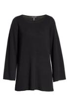 Women's Eileen Fisher Bateau Neck Merino Wool Tunic Top - Black
