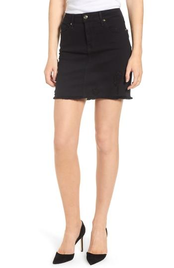 Women's Good American Raw Edge Denim Miniskirt - Black