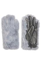 Women's Topshop Faux Fur & Leather Gloves