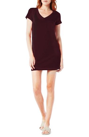 Women's Michael Stars V-neck Jersey Minidress - Red