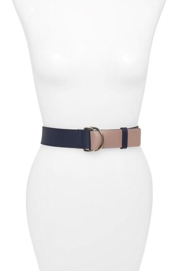 Women's Burberry Double D Ring Reversible Calfskin Leather Belt - Regency Blue/ Mauve