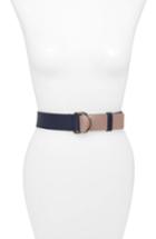 Women's Burberry Double D Ring Reversible Calfskin Leather Belt - Regency Blue/ Mauve