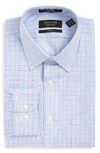 Men's Nordstrom Men's Shop Trim Fit Non-iron Plaid Dress Shirt .5 32/33 - Purple