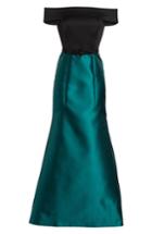 Women's Eliza J Mixed Media Off The Shoulder Trumpet Gown - Green