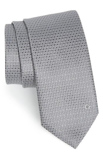 Men's Salvatore Ferragamo Esper Gancini Print Silk Tie, Size - Grey