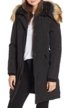 Women's Sam Edelman Faux Fur Trim Down Jacket, Size - Black