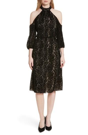 Women's Alice + Olivia Ruthann Cold Shoulder Burnout Velvet Dress