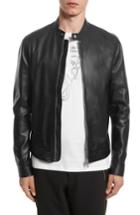 Men's Versace Collection Cafe Racer Leather Jacket Eu - Black