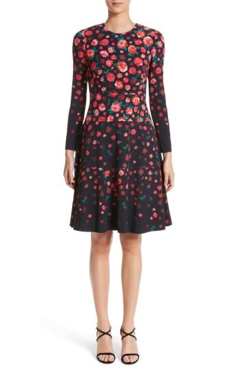 Women's Lela Rose Floral Print Fit & Flare Dress - Red