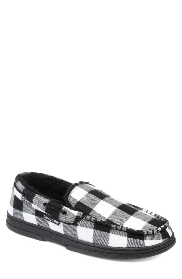 Men's Thomas And Vine Talon Moccasin Slipper With Faux Fur M - Black