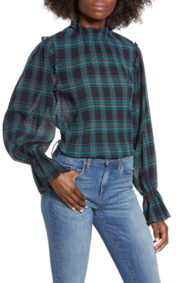 Women's The Fifth Label Zone Tartan Top, Size - Blue