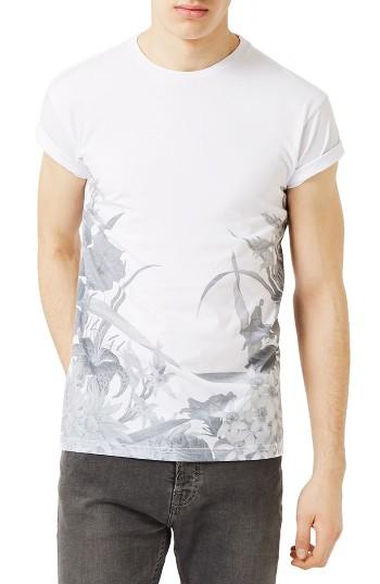 Men's Topman Floral Print T-shirt - White