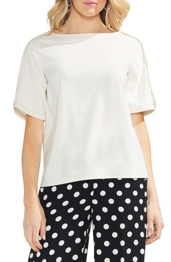Women's Vince Camuto Trapunto Sttiched Top, Size - White