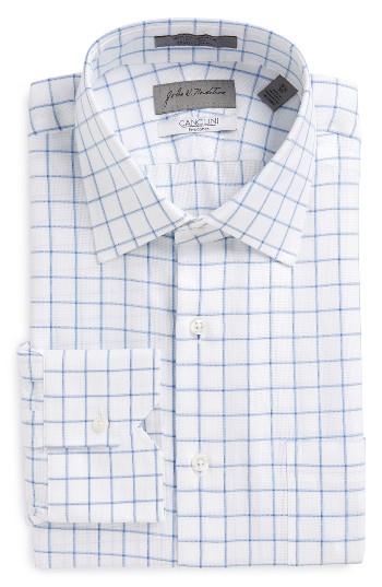 Men's John W. Nordstrom Traditional Fit Check Dress Shirt .5 34 - Blue
