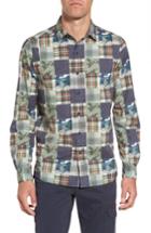 Men's Michael Bastian Patchwork Print Sport Shirt, Size - Green