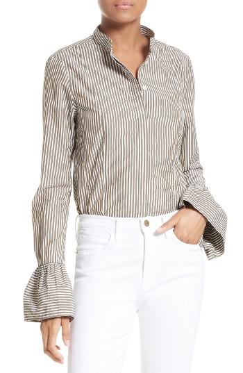 Women's Frame Bell Sleeve Poplin Top - Green