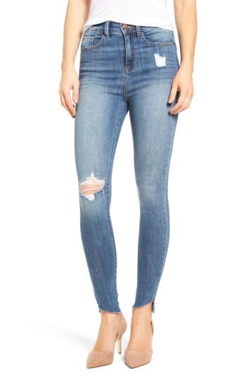 Women's Sp Black Decon Raw Edge High Waist Skinny Jeans - Blue