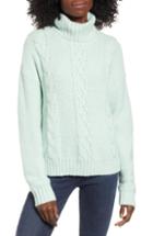 Women's Bp. Cozy Cable Knit Turtleneck Sweater, Size - Green