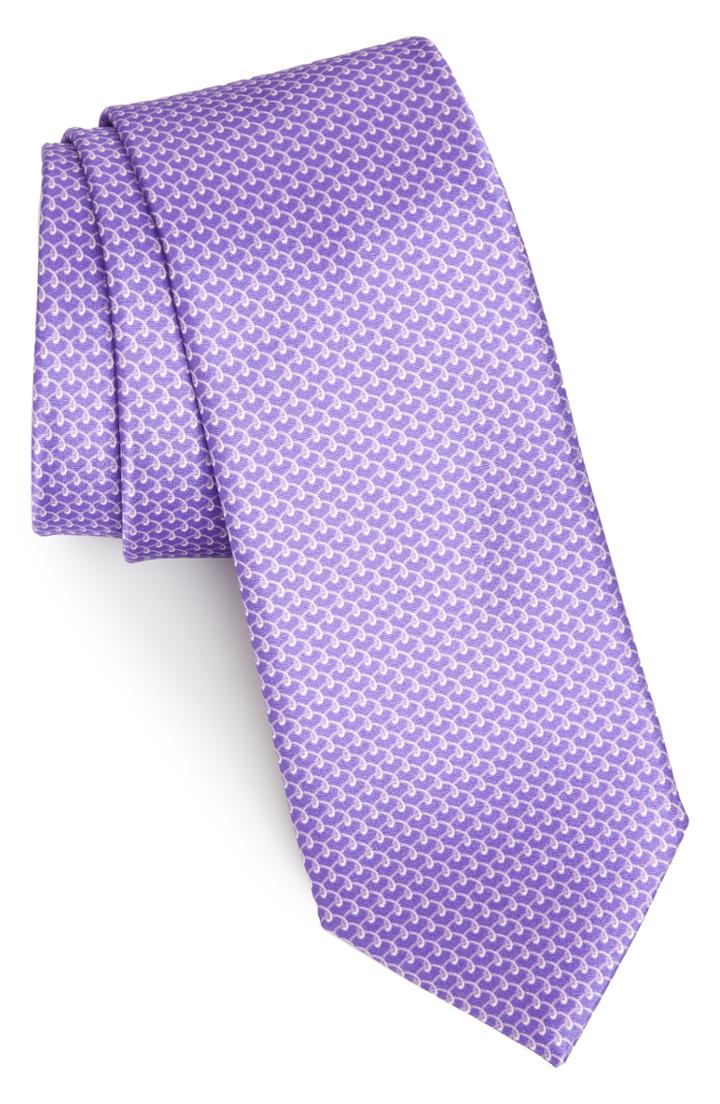 Men's Nordstrom Men's Shop Lucent Geometric Silk Tie, Size - Purple