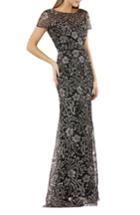 Women's Js Collections Embroidered Trumpet Gown - Black