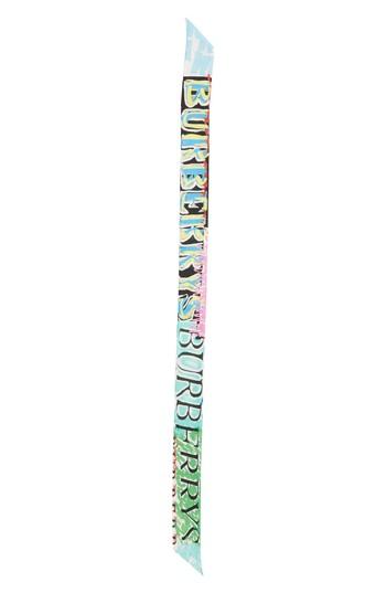 Women's Burberry Newsprint Silk Skinny Scarf, Size - Blue