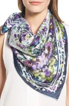 Women's Ted Baker London Elodie Enchantment Square Silk Scarf, Size - Blue