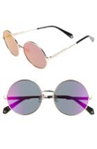 Women's Polaroid 55mm Polarized Round Sunglasses - Gold/ Brown Mirror
