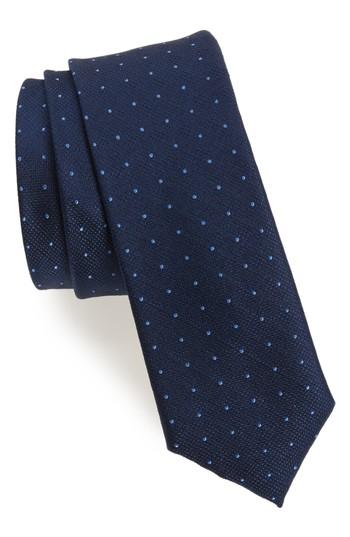 Men's Calibrate Pebble Dot Silk Tie, Size - Blue