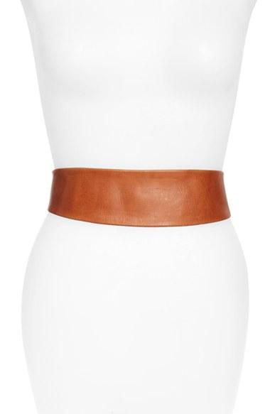Women's Ada 'naomi' Leather Belt, Size - Cognac