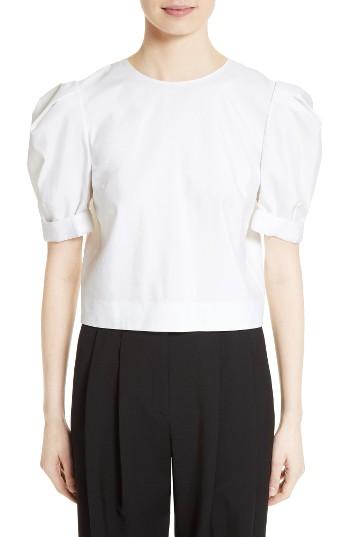 Women's Adam Lippes Puff Sleeve Cotton Blouse - White