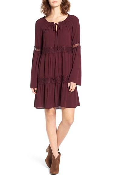 Women's Socialite Lace Inset Peasant Dress
