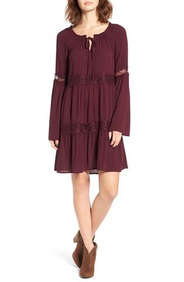 Women's Socialite Lace Inset Peasant Dress