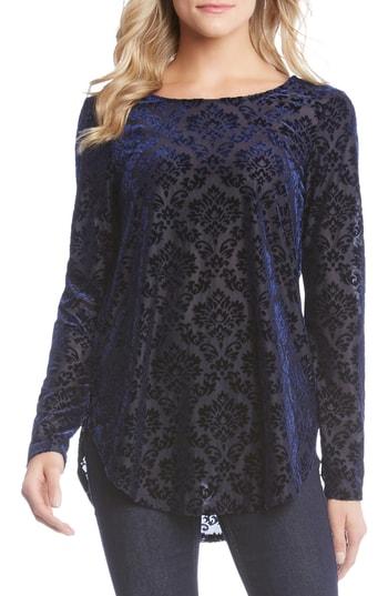 Women's Karen Kane Burnout Velvet Top - Blue