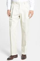 Men's Berle Pleated Cotton Trousers X 34 - Beige