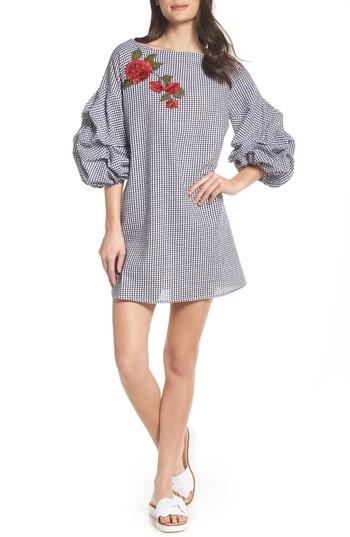 Women's Clover & Sloane Ruched Sleeve Shift Dress - Black