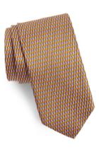 Men's Canali Neat Print Silk Tie, Size - Orange