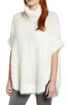 Women's Caslon Eyelash Knit Poncho Sweater - Green